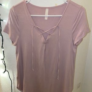 Cute pastel tie front shirt